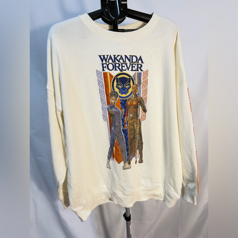 Marvel Wakanda Forever White Crewneck Sweater